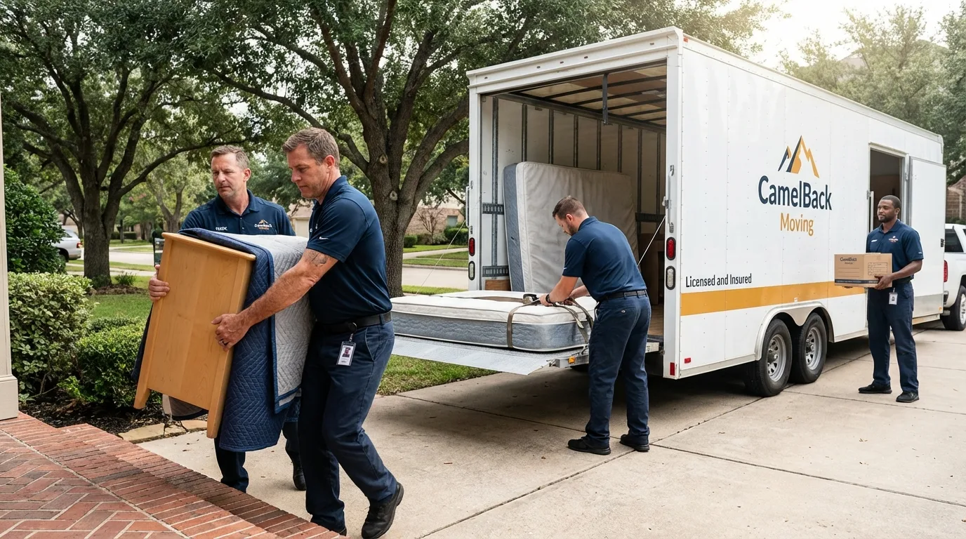 Crew loading residential truck for cross-state move from Villa Grove, IL