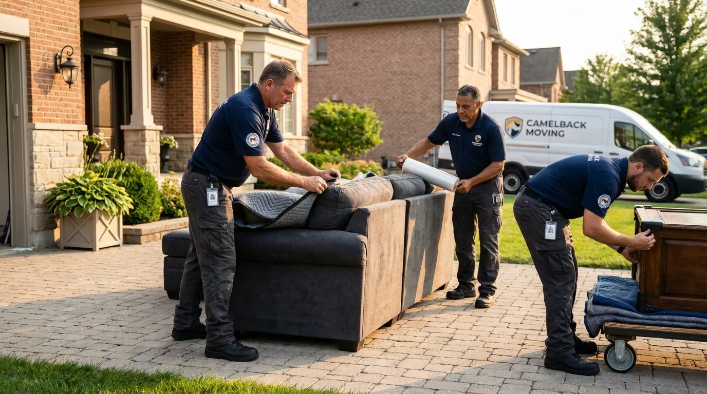 Large estate moving crew wrapping furniture in Villa Grove, IL