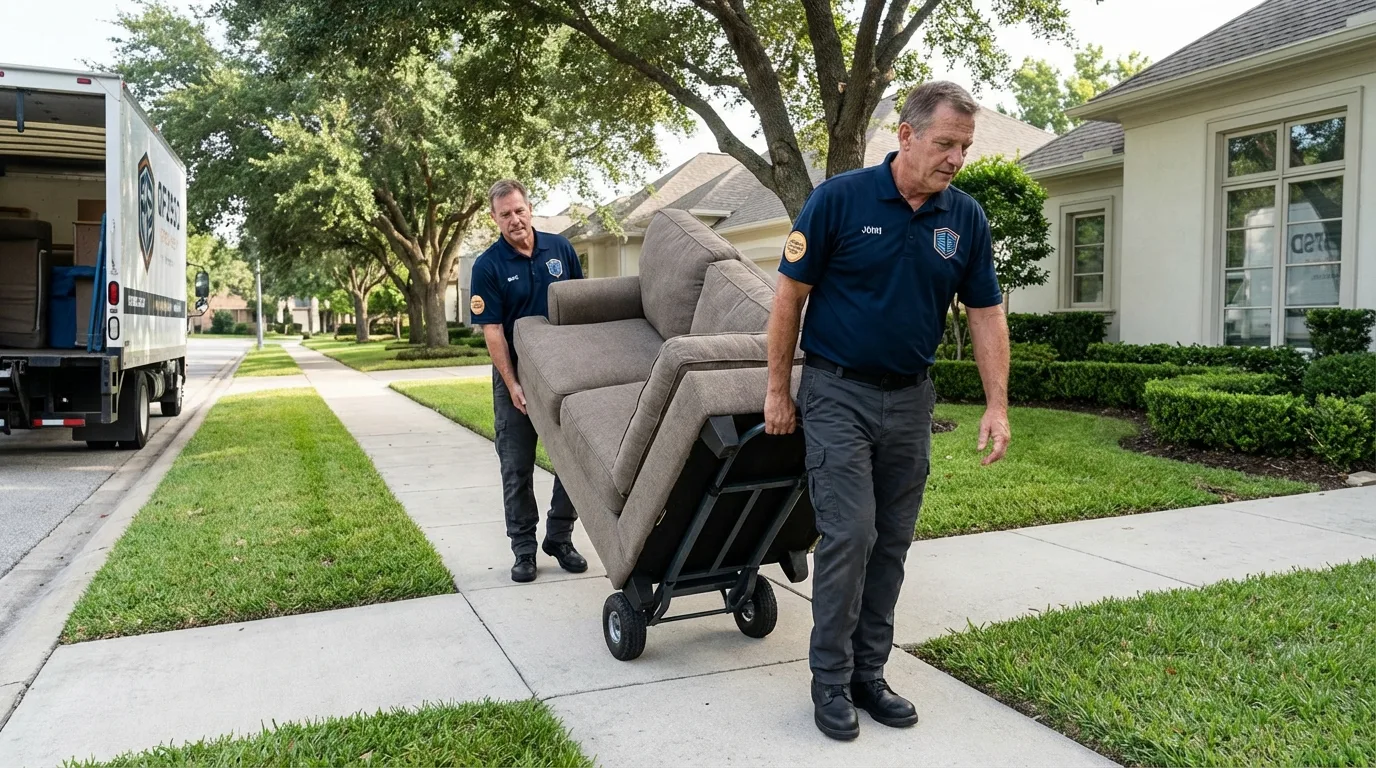 Local residential moving crew loading furniture in Villa Grove, IL